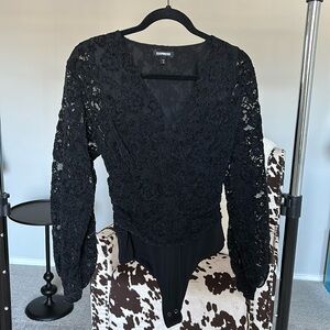 Express NWOT black lace bodysuit